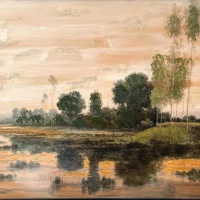 Paul Vernes, Landscape Original Oil on Canvas - Large Size With Coa
