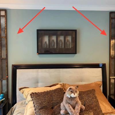 Brushed Steel Dim Mirror Panels, Pair