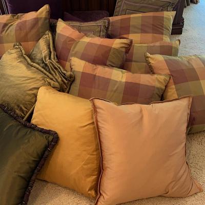 15+ Throw Pillows - Satin and Suede - Plum, Tartan