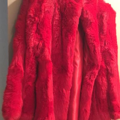 Jacques Aran Fur Ls Red Waist-length Coat - Size XS-S