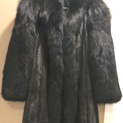 Black Faux Fur Coat, Made in Greece - Size XS-S