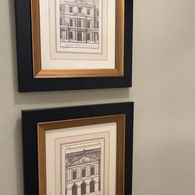 Architectural Prints, Pair - Double Frame