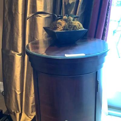 Occasional Pedestal Table with Faux Orchid Plant