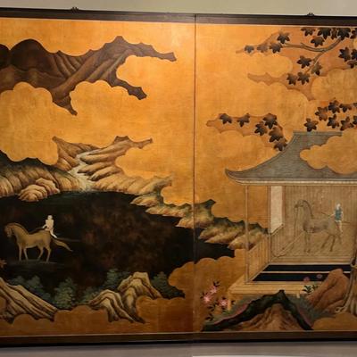 Byobu Japanese Folding Screen Reproduction,  2-Panel - Excellent Condition 