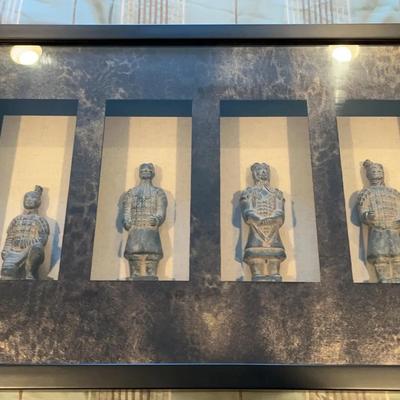 Ancient Chinese Soldiers Framed Reproductions - Pottery in Shadow Box Frame