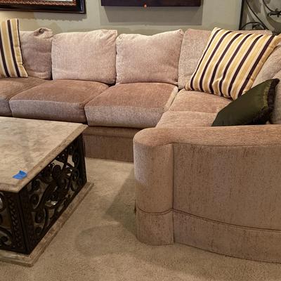 Chenille L-Shaped Sofa - Blush Color 