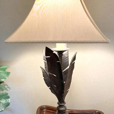 Metal Table Lamp with Leaf Accents - Tall - Tested