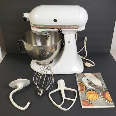 KitchenAid Stand Mixer Model KSM90PSWH With Attachments & Bowl 
