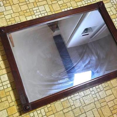 Vintage Wood Framed Wall Mirror - 25x2x36”