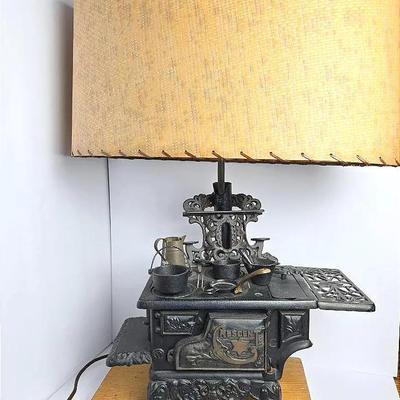 Vintage Crescent Salesman Sample Toy Cast Iron Stove Lamp