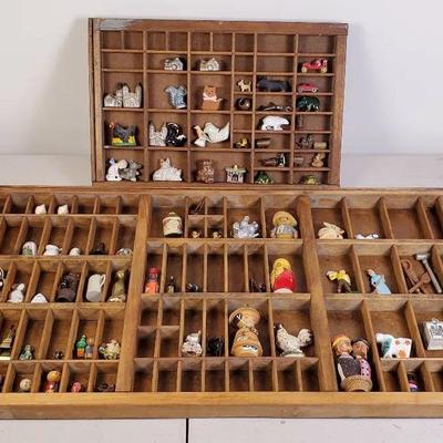 Vintage Miniature Figurines In Printer’s Drawers