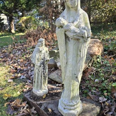 Madonna & Child, Plus St. Anthony Mounted On Slate Lawn Statuary