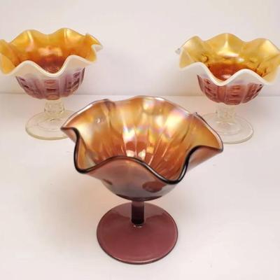 Fenton & Dugan Carnival Glass Compotes