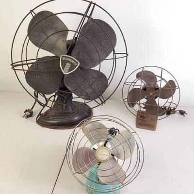 Vintage Westinghouse Oscillating Fan 17-B-3, Eskimo Desk Fan & Unmarked Fab