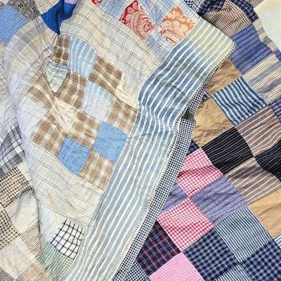 Vintage Handmade Square Patchwork Quilts 