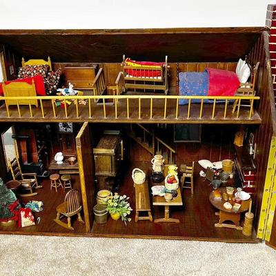 Vintage Handmade Dollhouse With Furniture