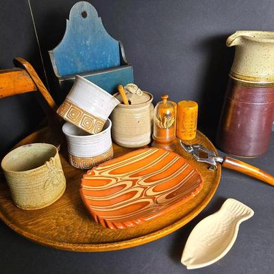 Studio Art Pottery, 16" Wooden Lazy Susan & Kitchen Accents