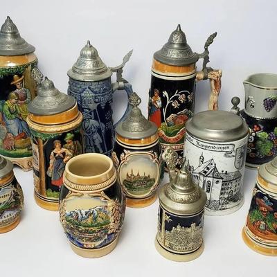 Vintage German Beer Steins  Mug & Pitcher 