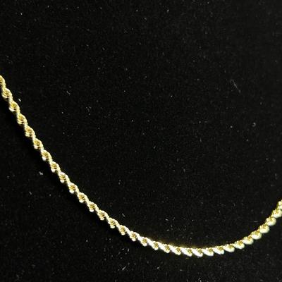 14K Gold 1.5mm Rope Chain Necklace -30" 