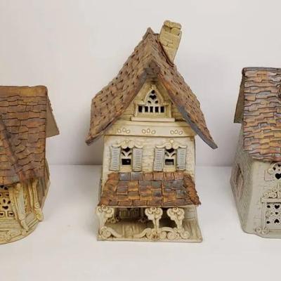 Vintage Windy Meadows Pottery Limited Edition Candleholder Cottages - Jan Richardson 