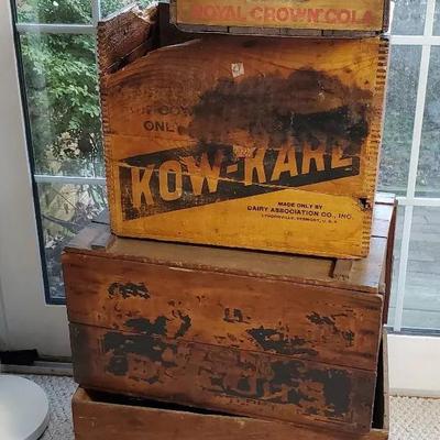 Vintage Wood Advertising Shipping Crates - San Giorgio Pasta, RC Cola, More