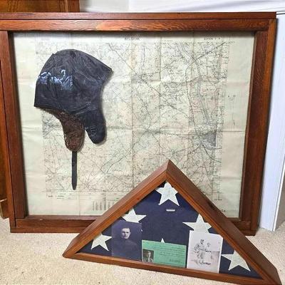WWI Era ID’d Aviator’s Flight Helmet, Plus Belgium Map, Memorial Flag And More