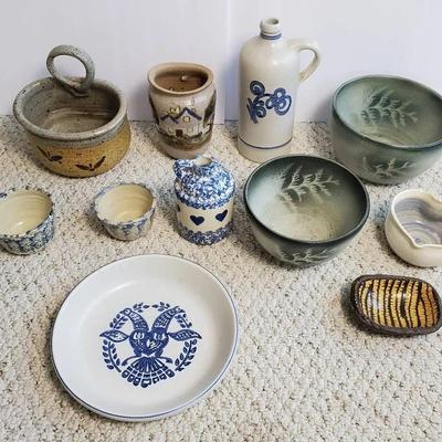 Spongeware Jug, Pfalzgraff Bottle, Art Pottery & More