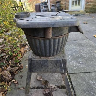 Antique Small Cast Iron Stove - 3-piece - 18x19x25"
