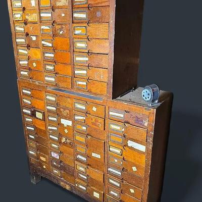 Vintage Wood Specimen Storage Cabinet (3 Pieces) - 32x14x64"