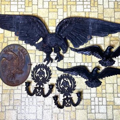 Cast Iron Eagle Wall Accents, Sconces & Fire Department Plaque 