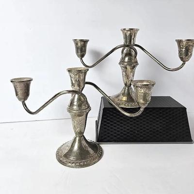 Sterling Silver Weighted Candelabra Pair - 6.5” Tall