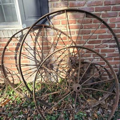 Antique Iron Wagon Wheels (5) - 53" - 23" Diameter