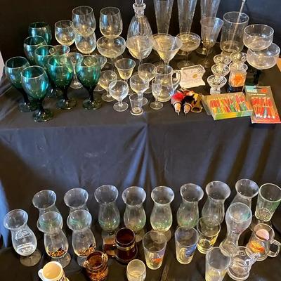 Crystal Decanter, Glassware Collection & Princess House Crystal Cart