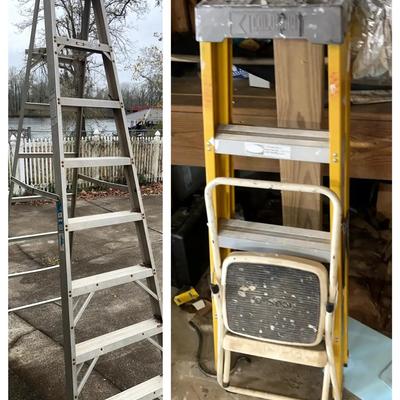 Werner 7ft Ladder, Columbia 3ft Ladder & Cosco Step Stool