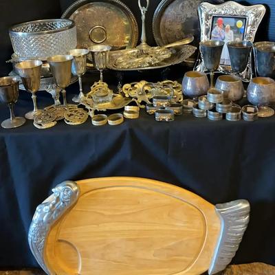 Silver-Plated Entertainment Collection with Large Turkey Charcuterie Board