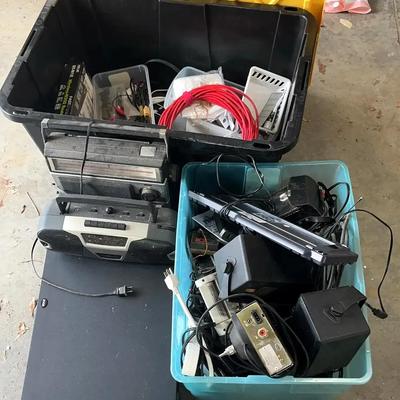 Electronics Collection with Radios, Speakers, Router & Cables