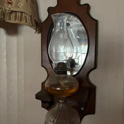Vintage Oil Lamp In Holder