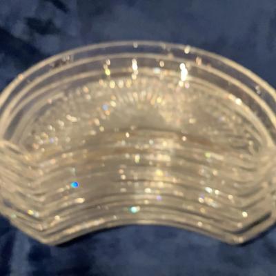 Val St. Lambert State Plain Clear Crystal Crescent Salad Plates