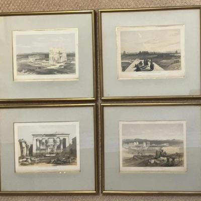 Set of 4 David Roberts Lithographs - Egyptian Views & Temples