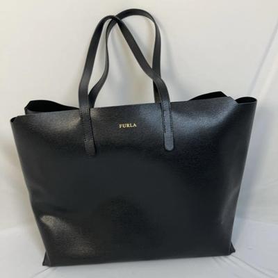 Furla Sally Black Leather Tote Bag - Certified Authentic