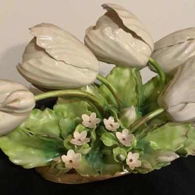 Vintage Italian Faience Tulip Centerpiece 