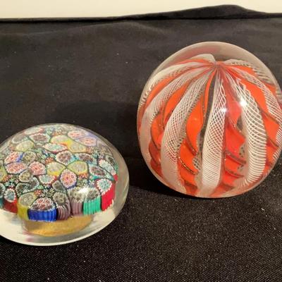 2 Murano Blown Glass Paperweights 