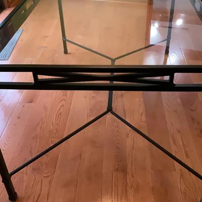 Brown Jordan Iron And Glass Top Dining Table