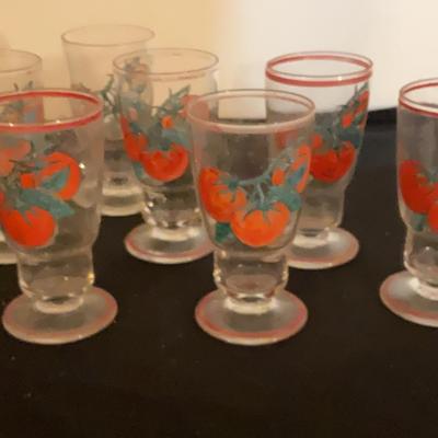 7 Vintage Tomato Glasses 