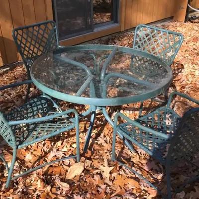 Glass Top Patio Table And Four Chairs