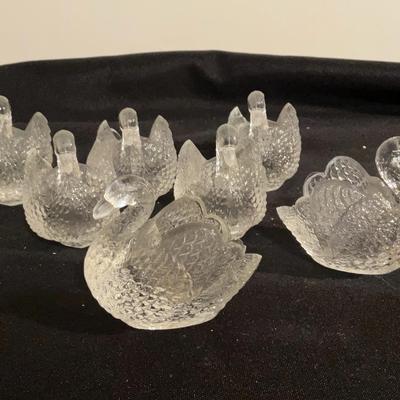 7 Czech Glass Swan Salt Cellars 