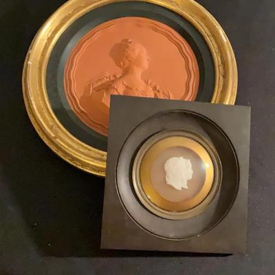 Pair Of Framed Bas Relief Portraits 