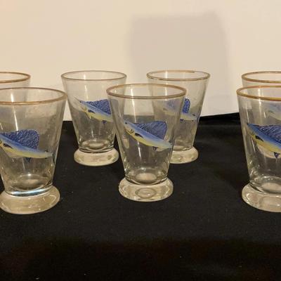 7 Vintage Swordfish Glasses 