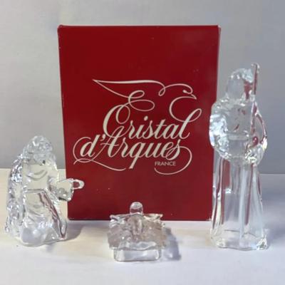 Nativity Cristal D’Arques 24% Lead Crystal Christmas 3 Piece Set In Box