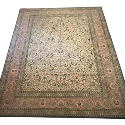 Large 8x10 Pink And Green Persian Rug